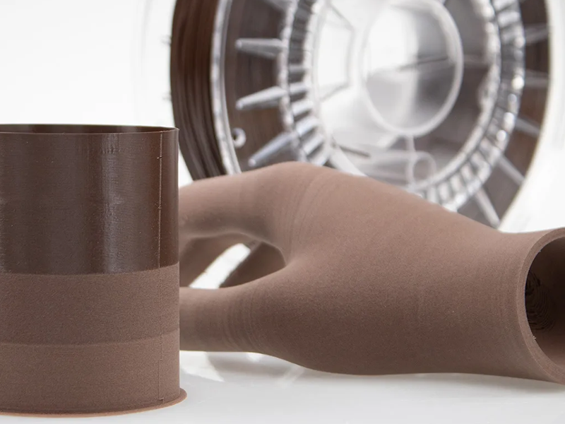 The VarioShore TPU Prosthetics filament in Dark Brown